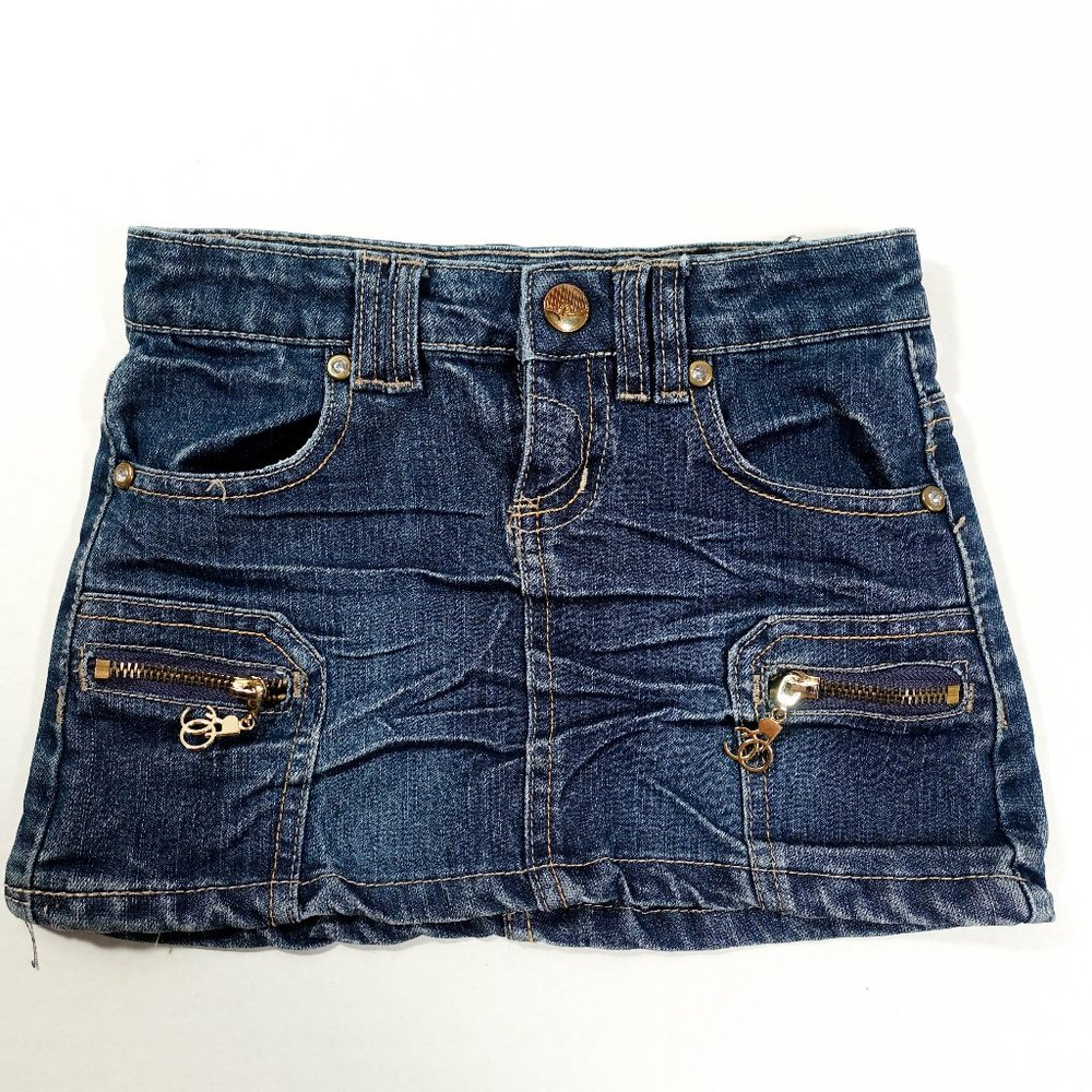 🛍Girls Rocawear dark wash jean skirt gold detail